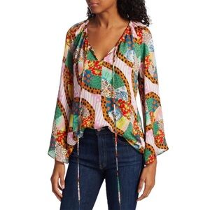 Rhode - Lita Bell-Sleeve Patchwork Blouse - Multi